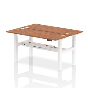 White and Grey Oak 2 Person Sit Standing Desk