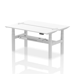 Silver and Maple 2 Person Sit Standing Desk