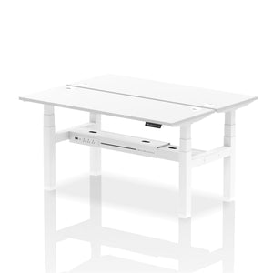 White and Maple 2 Person Sit Standing Desk