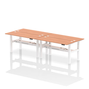 White and Walnut 4 Person Narrow Standing Desk