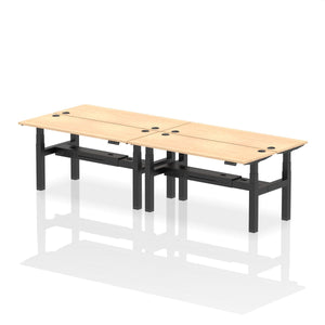 Black and Beech 4 Person Electric Raisable Desk