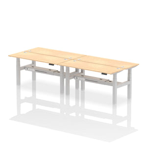 Silver and Beech 4 Person Electric Raisable Desk