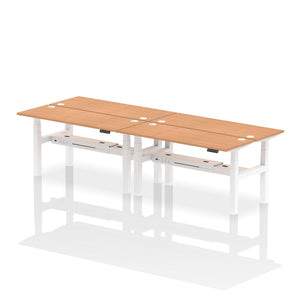 White and Black 4 Person Electric Raisable Desk