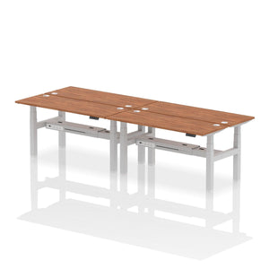 Silver and Grey Oak 4 Person Electric Raisable Desk