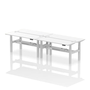 Silver and Maple 4 Person Electric Raisable Desk