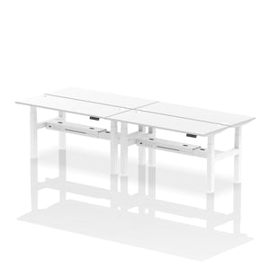 White and Maple 4 Person Electric Raisable Desk