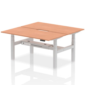 Silver and Beech 2 Person Sitting to Standing Desks