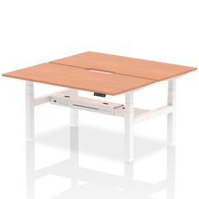 Load image into Gallery viewer, White and Beech 2 Person Sitting to Standing Desks
