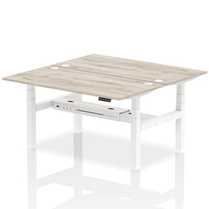White and White Sit Stand Desk
