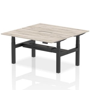 Black and Grey Oak 2 Person Sitting to Standing Desks