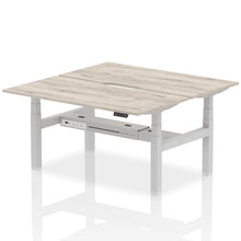 Load image into Gallery viewer, Silver and Grey Oak 2 Person Sitting to Standing Desks
