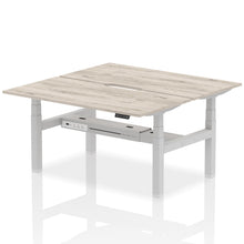 Load image into Gallery viewer, Silver and Grey Oak 2 Person Sitting to Standing Desks
