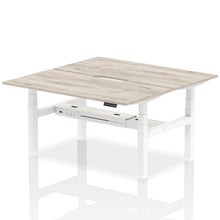 Load image into Gallery viewer, White and Grey Oak 2 Person Sitting to Standing Desks
