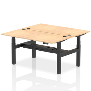 Black and Beech Seated Standing Desk