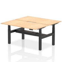Load image into Gallery viewer, Black and Maple 2 Person Sitting to Standing Desks
