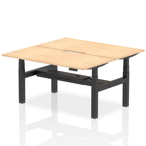 Black and Maple 2 Person Sitting to Standing Desks