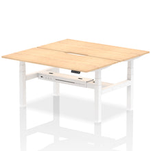 Load image into Gallery viewer, White and Maple 2 Person Sitting to Standing Desks
