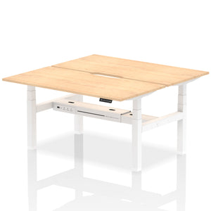 White and Maple 2 Person Sitting to Standing Desks