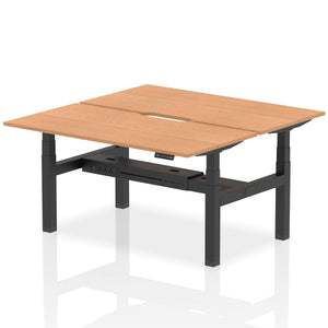 Black and Oak 2 Person Sitting to Standing Desks
