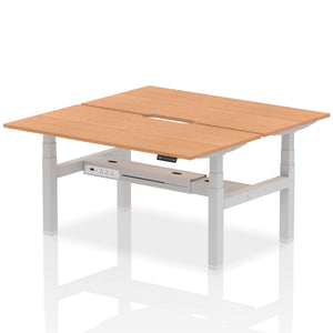 Silver and Oak 2 Person Sitting to Standing Desks