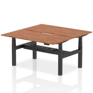 Black and Walnut 2 Person Sitting to Standing Desks