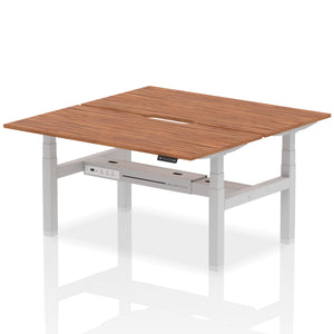 Silver and Walnut 2 Person Sitting to Standing Desks