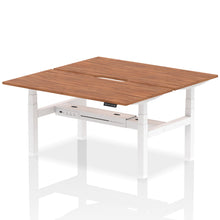 Load image into Gallery viewer, White and Walnut 2 Person Sitting to Standing Desks
