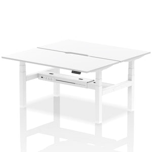 White and White 2 Person Sitting to Standing Desks