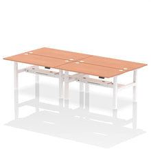 Load image into Gallery viewer, White and Walnut 4 Person Electric Desk
