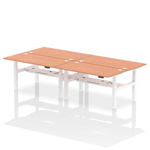 White and Walnut 4 Person Electric Desk