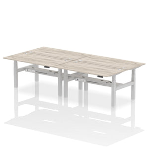 Silver and White 4 Person Electric Desk