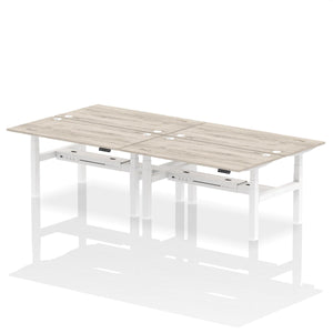 White and White 4 Person Electric Desk