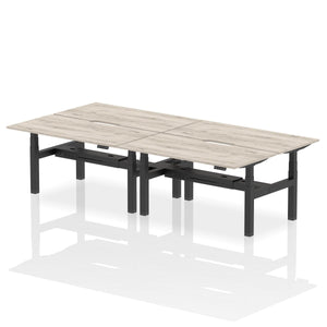 Black and Grey Oak 4 Person Adjustable Desk