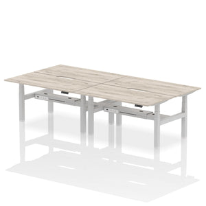 Silver and Grey Oak 4 Person Adjustable Desk