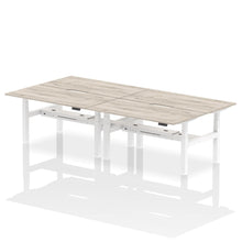 Load image into Gallery viewer, White and Grey Oak 4 Person Adjustable Desk
