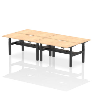 Black and Maple 4 Person Adjustable Desk