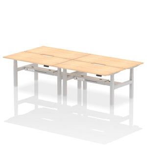 Silver and Maple 4 Person Adjustable Desk