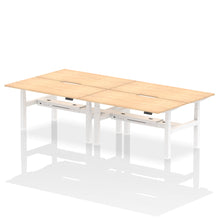 Load image into Gallery viewer, White and Maple 4 Person Adjustable Desk
