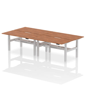 Silver and Walnut 4 Person Adjustable Desk