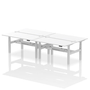 Silver and Maple 4 Person Stand Sit Desk