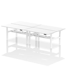 Load image into Gallery viewer, White and Maple 4 Person Stand Sit Desk
