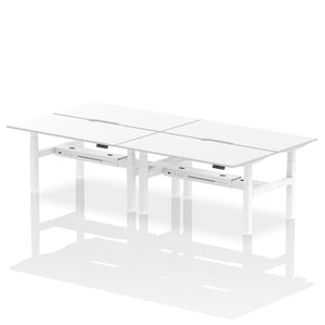 White and White 4 Person Adjustable Desk