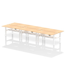 Load image into Gallery viewer, White and Beech 6 Person Stand and Sit Desk
