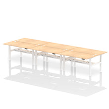 Load image into Gallery viewer, White and Beech 6 Person Stand and Sit Desk
