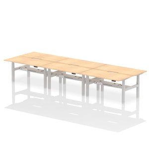 Silver and Maple 6 Person Desk Sit Stand
