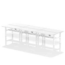Load image into Gallery viewer, White and Maple 6 Person Stand and Sit Desk
