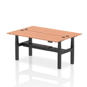 Black and Oak 2 Person Sit Standing Desk