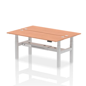 Silver and Oak 2 Person Sit Standing Desk