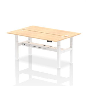 White and White 2 Person Sit Standing Desk