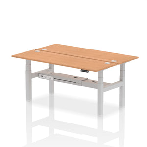 Silver and Beech 2 Person Bank of Desks